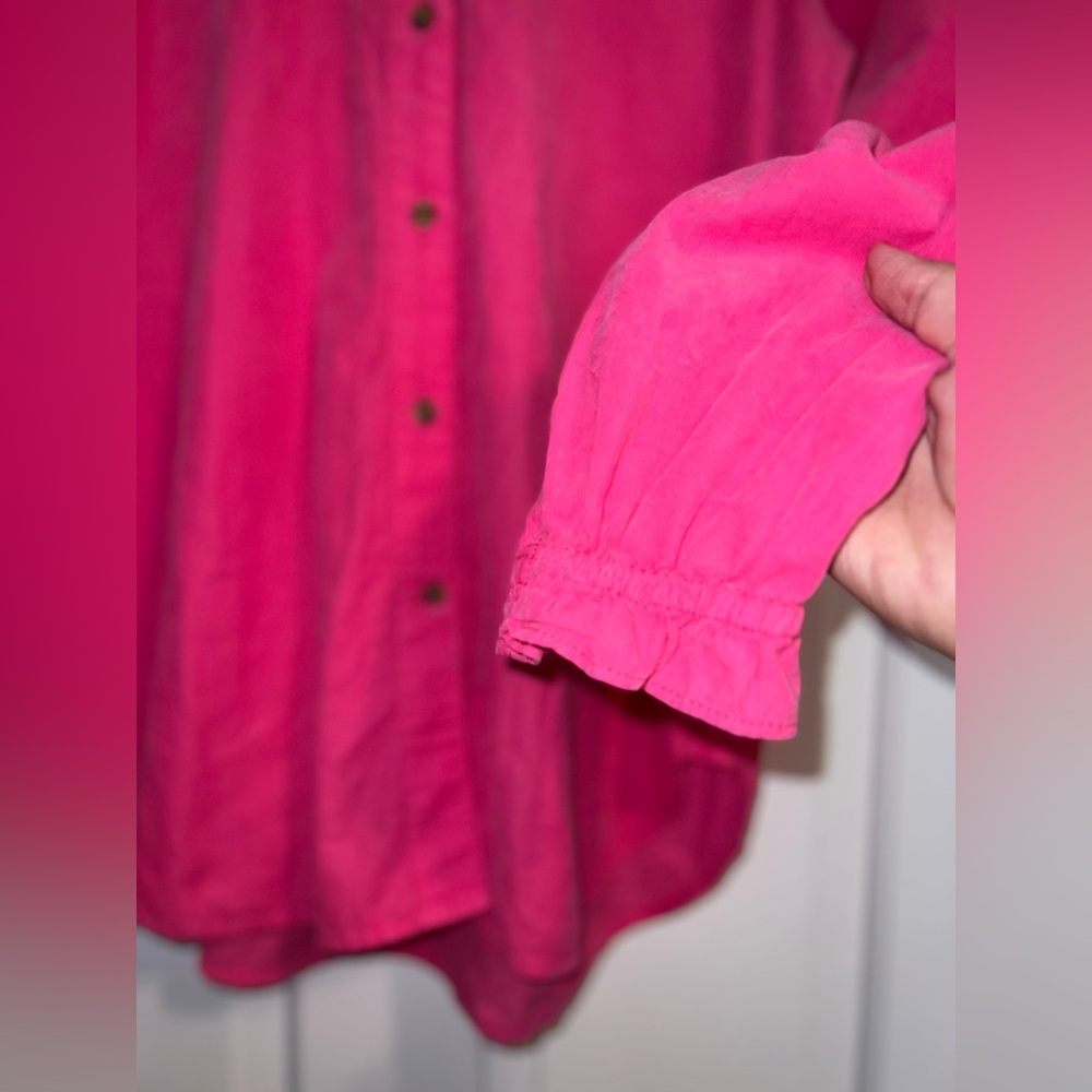J. Crew Classic-fit ruffleneck Pink shirt in corduroy size 4 - Picture 9 of 15